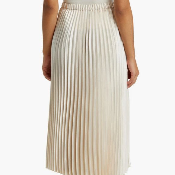 NEW HOST PICK✅Anne Klein Pleated Satin Skirt size S shining Latte shade - Picture 6 of 15